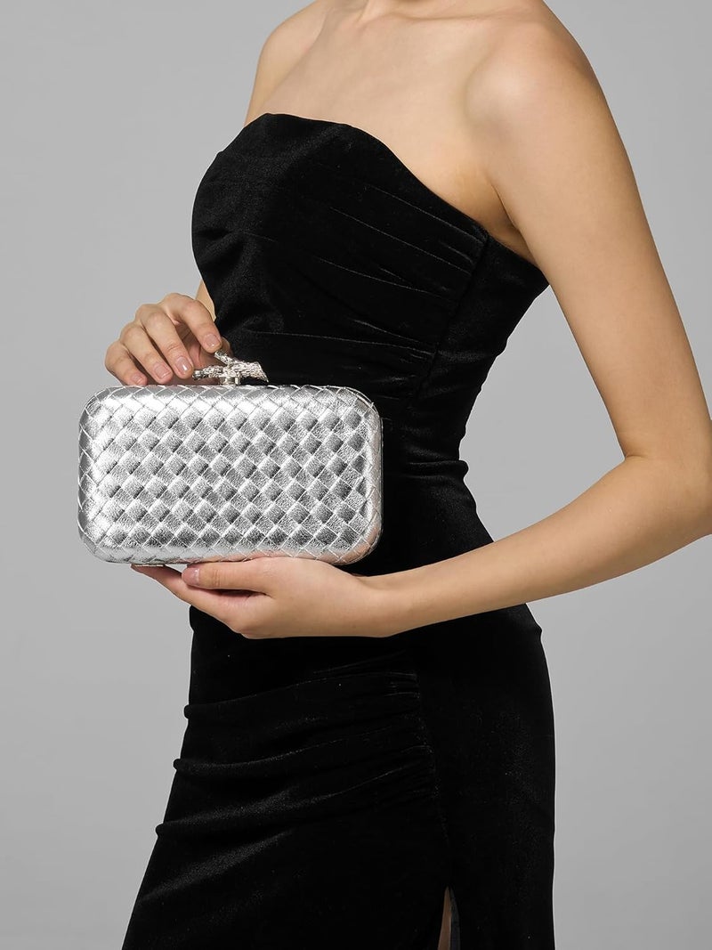 CHUNLI Clutch Purses for Women Evening/Wedding Chic Woven Bag Formal PU Leather Purse Designer Handbags for Women - Image 5
